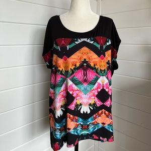 Michel Studio (Addition Elle) Graphic Scoop Neck blouse, Size 1X, EUC